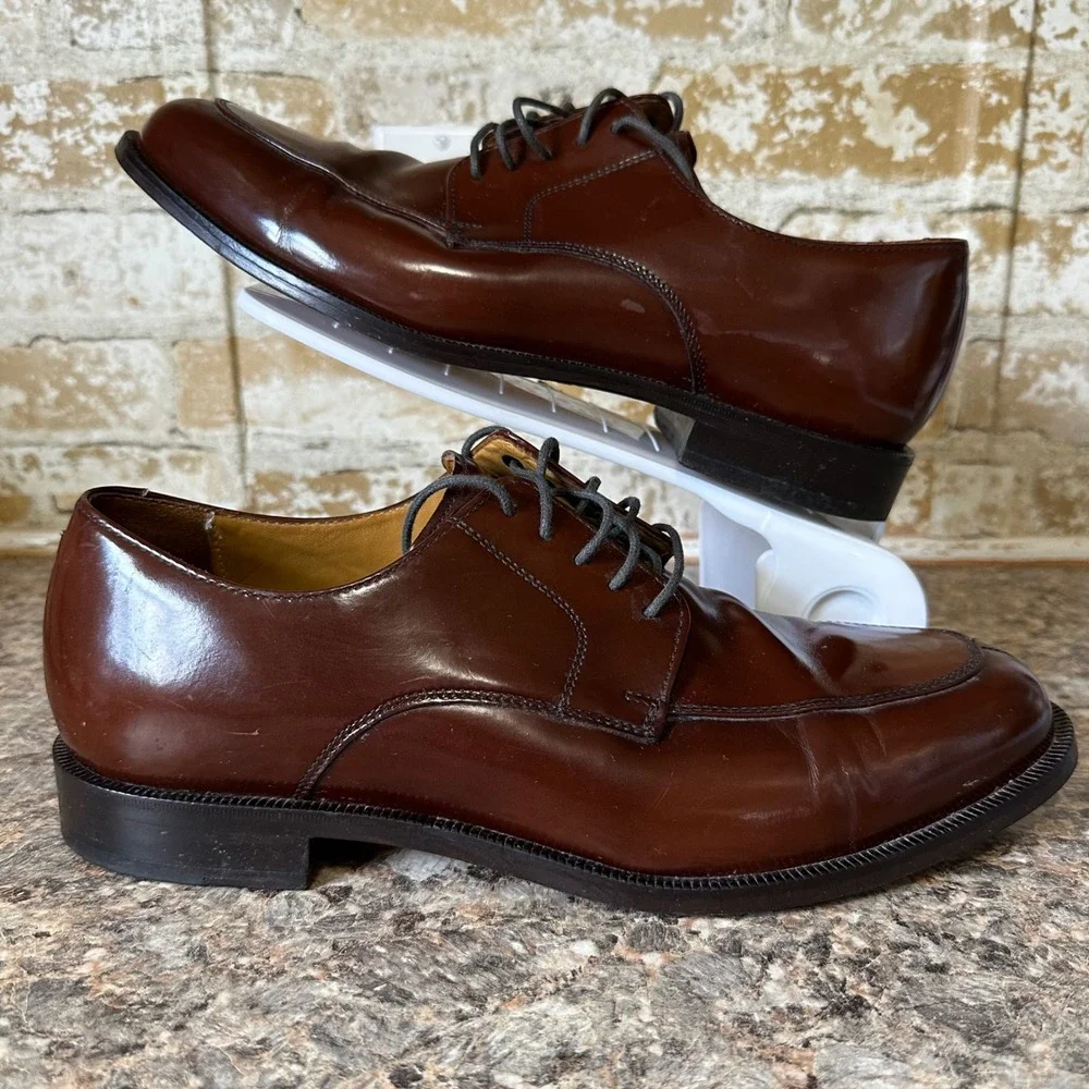 Cole Haan Derby Shoes Men 10M Brown Good Nike Air Apron Toe C09440 Mahogany